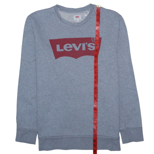 Levi's Men's Grey L Crew Neck Logo Pullover Sweatshirt
