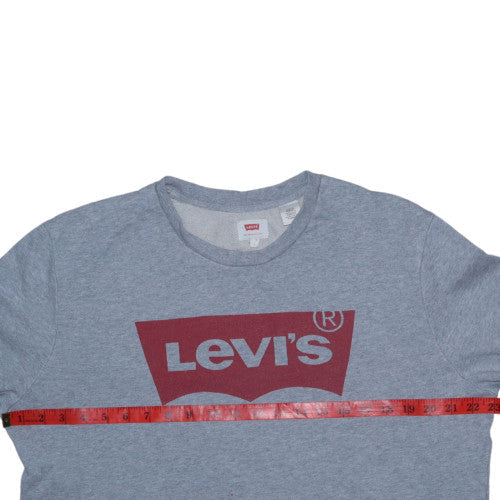 Levi's Men's Grey L Crew Neck Logo Pullover Sweatshirt