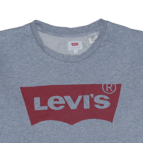 Levi's Men's Grey L Crew Neck Logo Pullover Sweatshirt