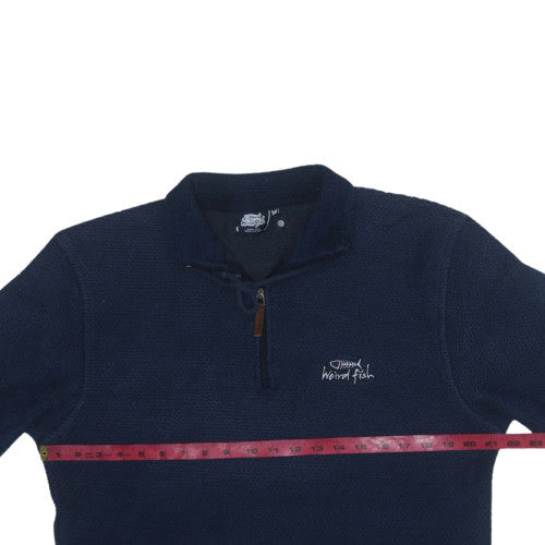 Weird Fish Men's Blue 1/4 Zip Henley Sweatshirt Size M
