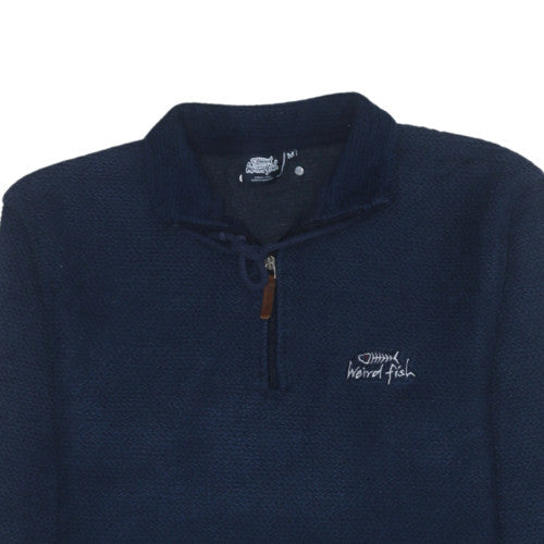 Weird Fish Men's Blue 1/4 Zip Henley Sweatshirt Size M