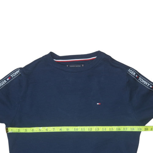 Tommy Hilfiger Men's Blue Small Crew Neck Logo Pullover Sweatshirt