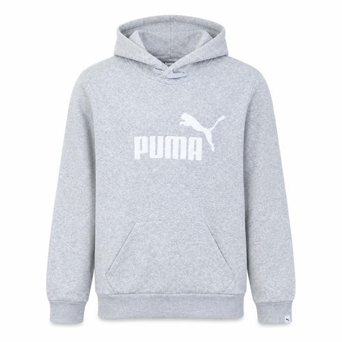 Puma Men’s Grey Pullover Hoodie L Logo Sports Fleece Sweatshirt