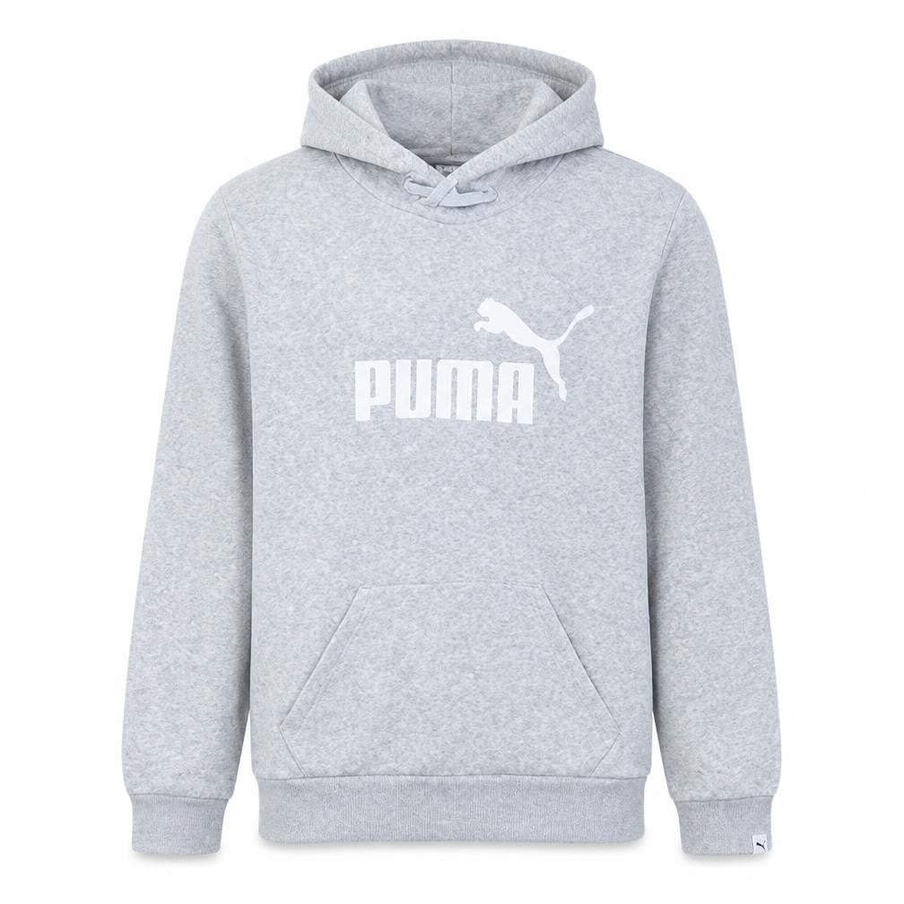 Puma Men’s Grey Pullover Hoodie L Logo Sports Fleece Sweatshirt