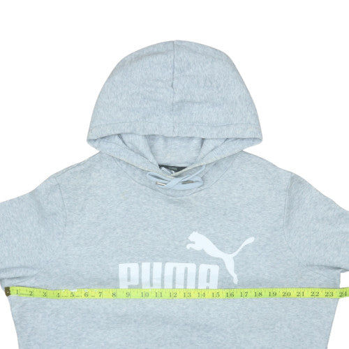 Puma Men’s Grey Pullover Hoodie L Logo Sports Fleece Sweatshirt