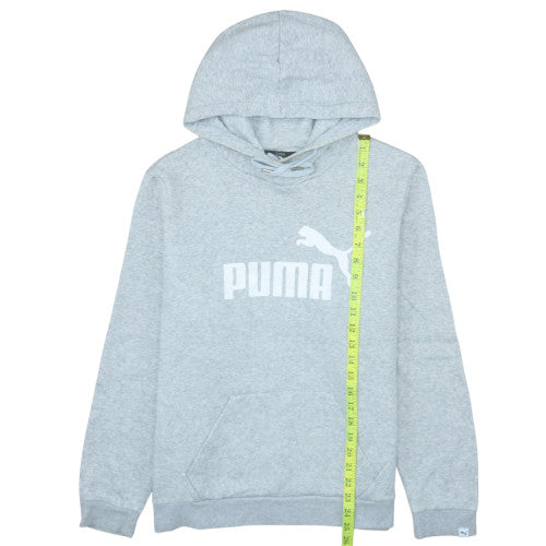 Puma Men’s Grey Pullover Hoodie L Logo Sports Fleece Sweatshirt