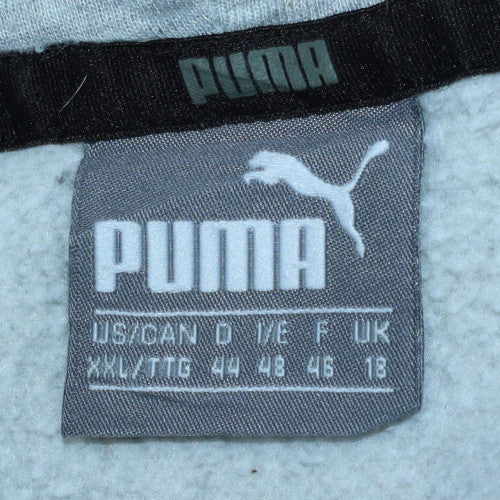 Puma Men’s Grey Pullover Hoodie L Logo Sports Fleece Sweatshirt