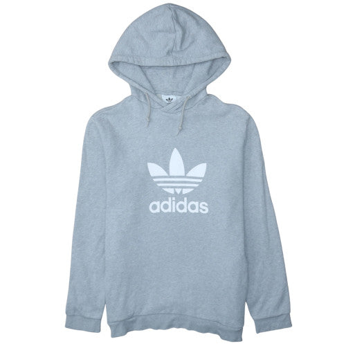 Adidas Men’s Grey Pullover Hoodie Medium Logo Fleece Sweatshirt