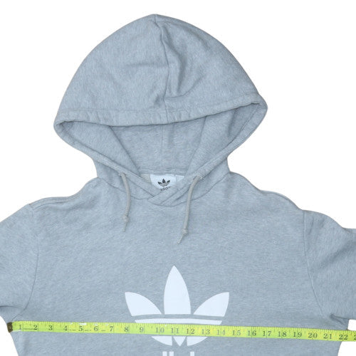 Adidas Men’s Grey Pullover Hoodie Medium Logo Fleece Sweatshirt