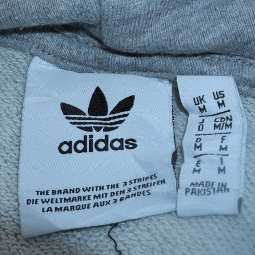 Adidas Men’s Grey Pullover Hoodie Medium Logo Fleece Sweatshirt