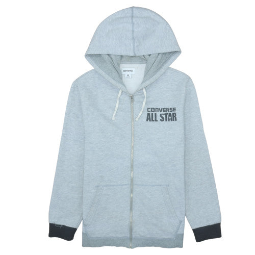 Converse Men's Grey Full Zip Hoodie M Fleece Lined All Star Sweatshirt