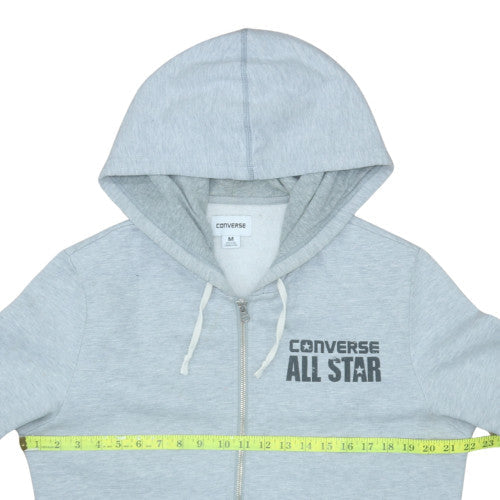 Converse Men's Grey Full Zip Hoodie M Fleece Lined All Star Sweatshirt