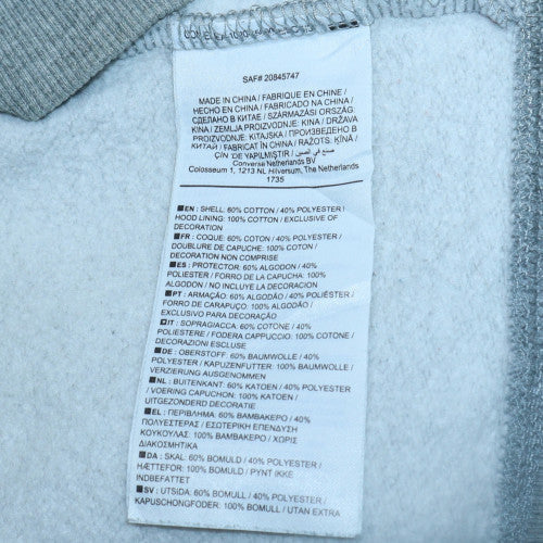 Converse Men's Grey Full Zip Hoodie M Fleece Lined All Star Sweatshirt