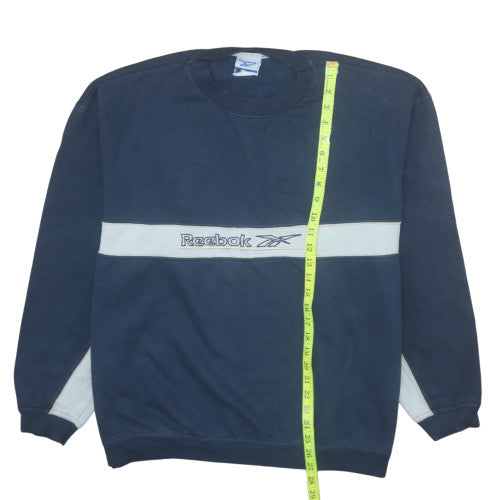 Reebok Men Blue Pullover Sweatshirt L Retro Crew Neck Fleece