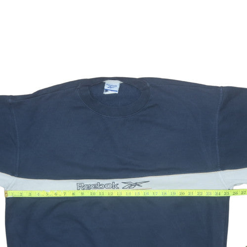 Reebok Men Blue Pullover Sweatshirt L Retro Crew Neck Fleece
