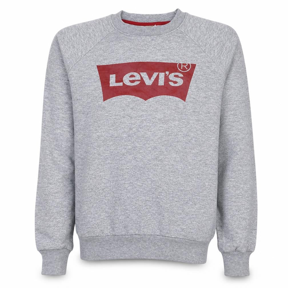 Front view of Levi's Men's Grey Logo Pullover Sweatshirt, size M, Regular Fit