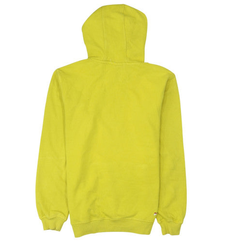 FILA Mens Yellow Pullover Hoodie L Logo Fleece Sportswear