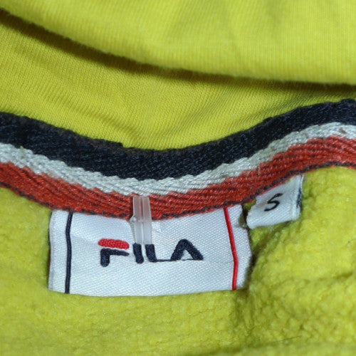 FILA Mens Yellow Pullover Hoodie L Logo Fleece Sportswear