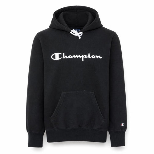 Champion Men's Black Pullover Hoodie Small Cotton Logo Sportswear