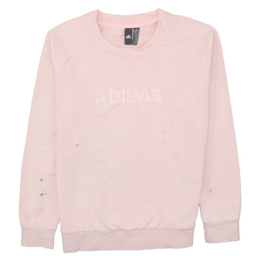 Adidas Women Pink Pullover Sweatshirt Size L Crew Neck Logo Casual