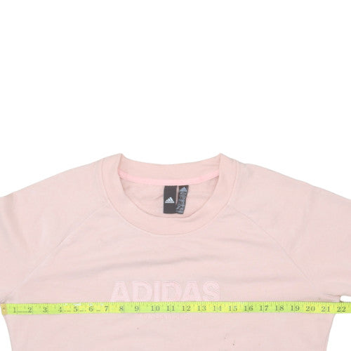Adidas Women Pink Pullover Sweatshirt Size L Crew Neck Logo Casual