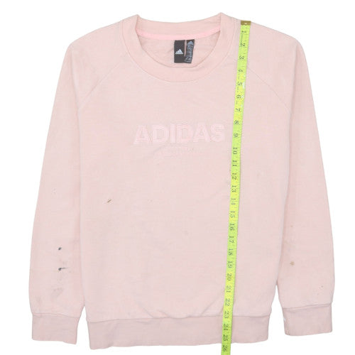 Adidas Women Pink Pullover Sweatshirt Size L Crew Neck Logo Casual