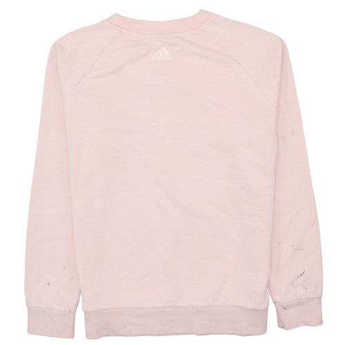 Adidas Women Pink Pullover Sweatshirt Size L Crew Neck Logo Casual