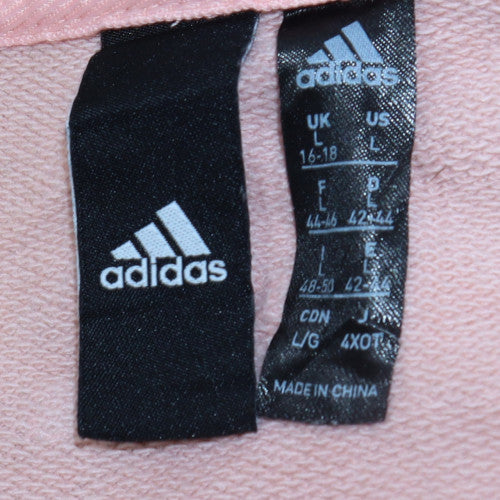 Adidas Women Pink Pullover Sweatshirt Size L Crew Neck Logo Casual