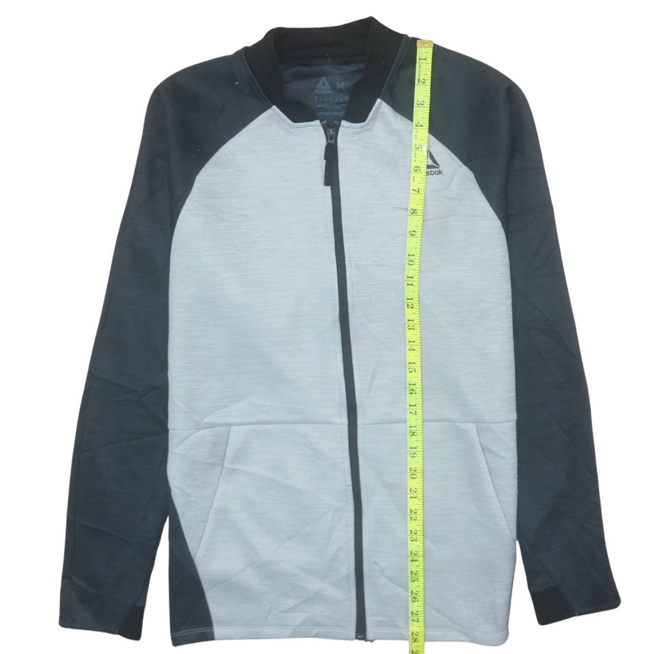 Reebok Men's Grey & Black Full Zip Sweatshirt Medium Speedwick Activewear