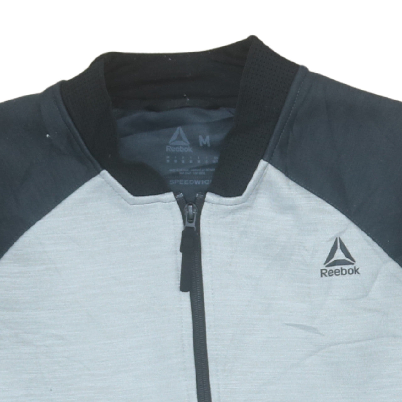 Reebok Men's Grey & Black Full Zip Sweatshirt Medium Speedwick Activewear