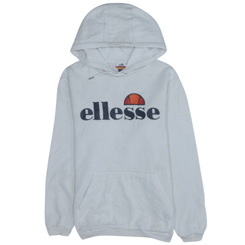 Ellesse Mens White Small Pullover Hoodie Logo Graphic Sweatshirt