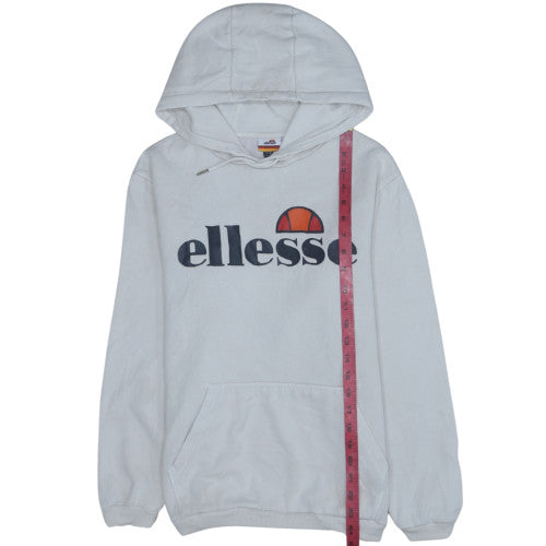 Ellesse Mens White Small Pullover Hoodie Logo Graphic Sweatshirt