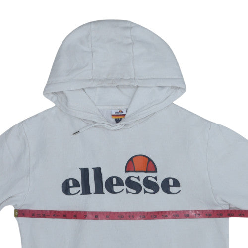 Ellesse Mens White Small Pullover Hoodie Logo Graphic Sweatshirt