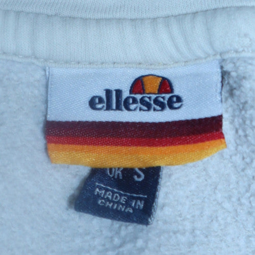 Ellesse Mens White Small Pullover Hoodie Logo Graphic Sweatshirt
