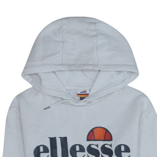 Ellesse Mens White Small Pullover Hoodie Logo Graphic Sweatshirt