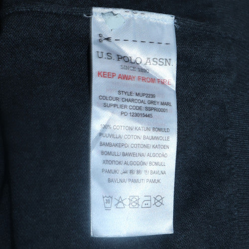 U.S. Polo Assn. Mens Charcoal Grey Marl Cotton Crew Neck Sweatshirt L