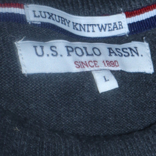 U.S. Polo Assn. Mens Charcoal Grey Marl Cotton Crew Neck Sweatshirt L
