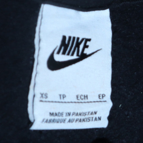 Nike Teens Black XS Pullover Hoodie with Logo Sleeve Trim