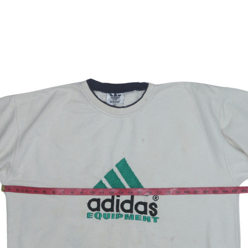 Adidas Mens White 2XL Vintage Equipment Embroidered Sweatshirt