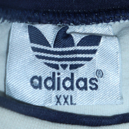 Adidas Mens White 2XL Vintage Equipment Embroidered Sweatshirt