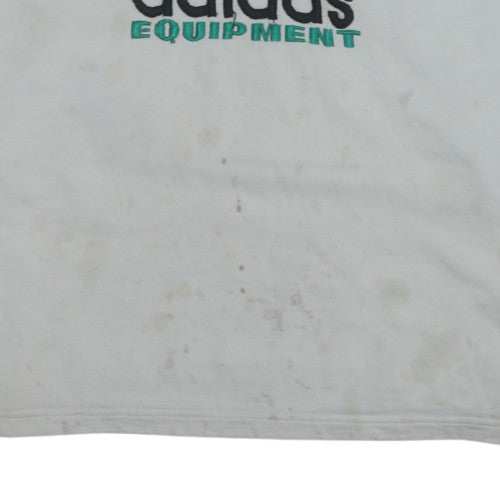 Adidas Mens White 2XL Vintage Equipment Embroidered Sweatshirt