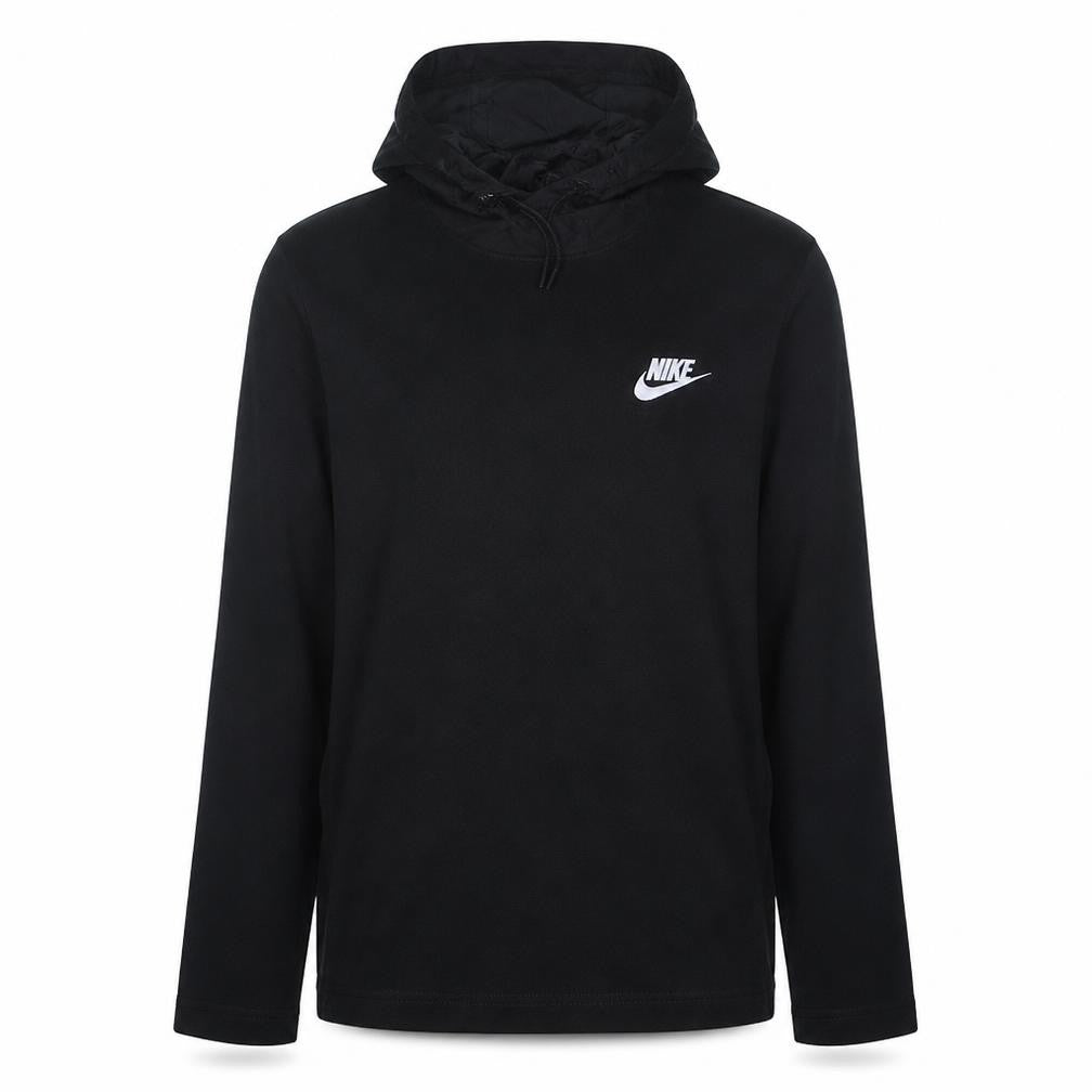 Front view of Nike Men's Black Pullover Hoodie Medium Logo Graphic Sweatshirt