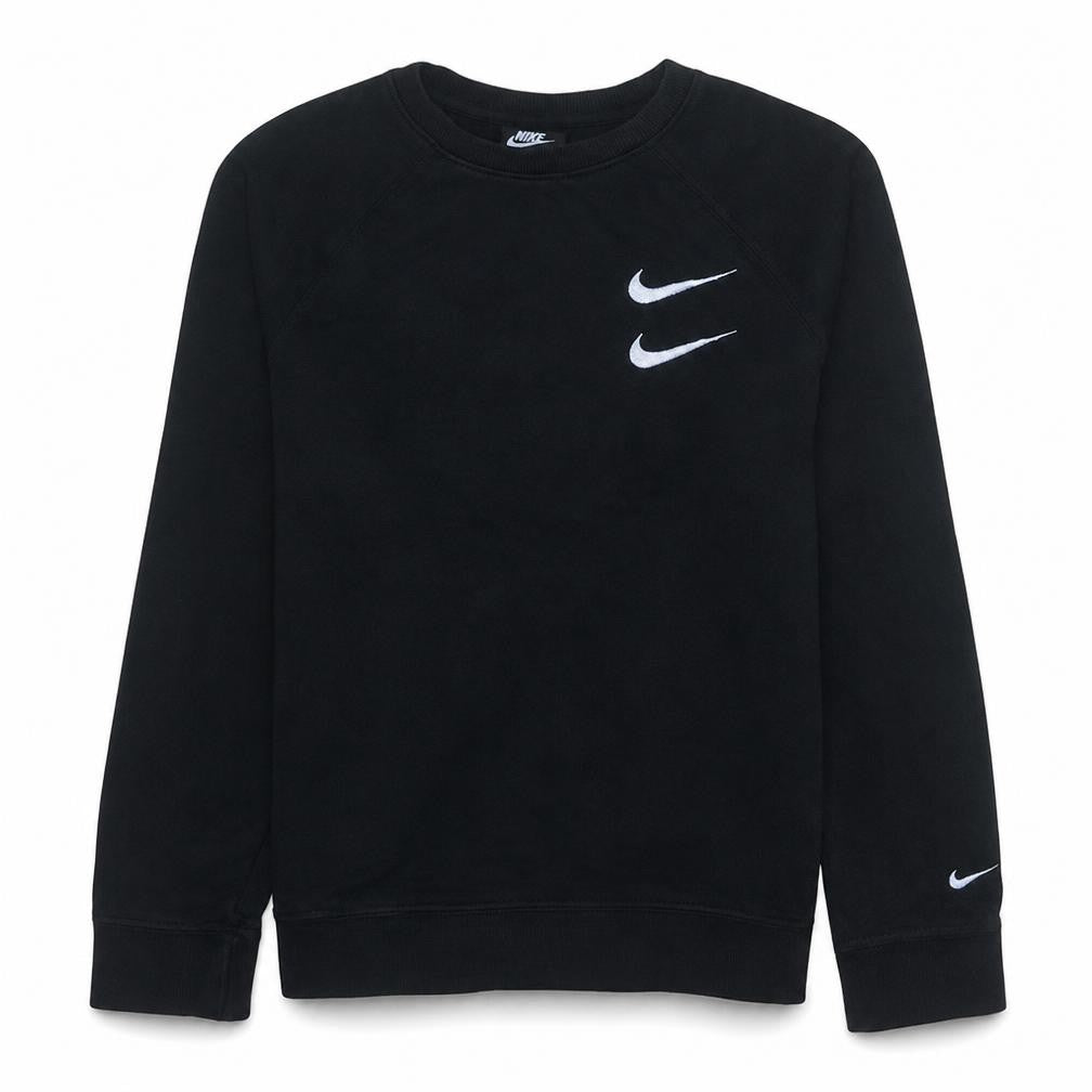 Front view of Nike men’s black xl pullover crew neck graphic sports sweatshirt