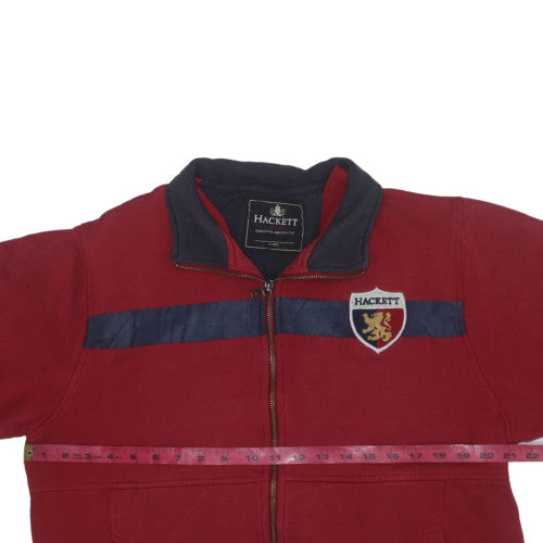 Hackett Men Red Full Zip Sweatshirt XL Cotton Embroidered Logo