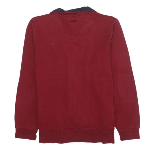 Hackett Men Red Full Zip Sweatshirt XL Cotton Embroidered Logo