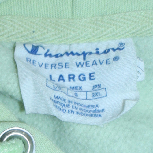 Champion Men's Green Pullover Hoodie Large Reverse Weave