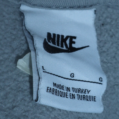Nike Men's Grey Pullover Hoodie L Logo Graphic Sportswear