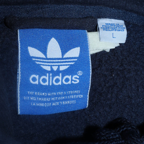 Adidas Men's Blue Pullover Hoodie L Regular Fit Logo Sportswear