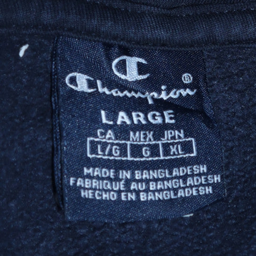 Champion Men's Blue Pullover Hoodie Large Fleece Logo Sportswear