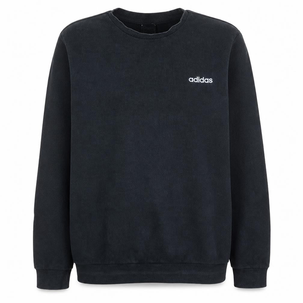 Front view of Adidas Men's Black L Pullover Crew Neck Fleece Sweatshirt